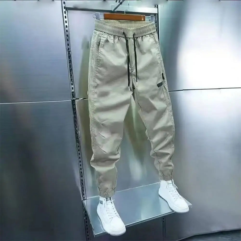 Men's Casual Cotton Cargo Joggers with Drawstring