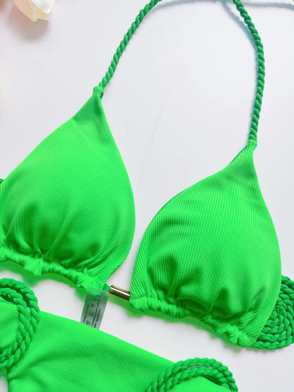 Emerald Green Two-Piece Triangle Bikini Set for Women