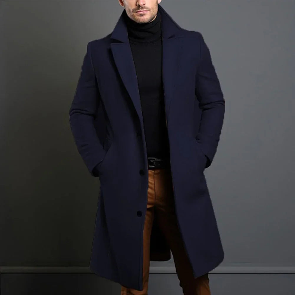 Men's Single-Breasted Trench Coat - Various Colors