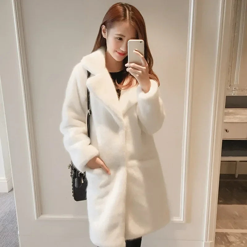 Women's Thick Mink Plush Faux Fur Coat