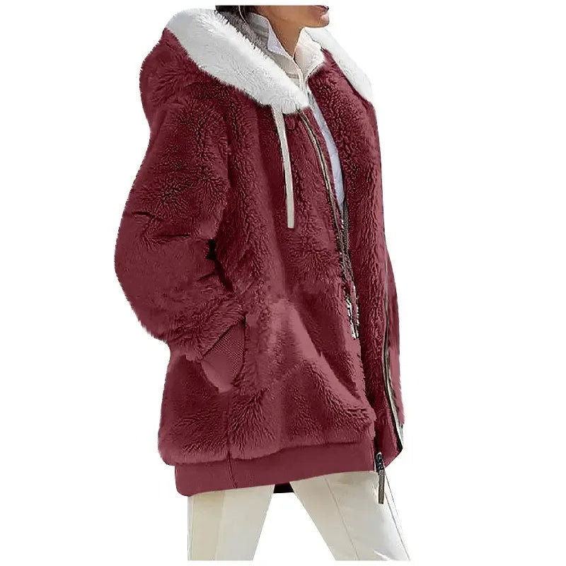 Womens  Fleece Lined Hooded Jacket - Various Colors