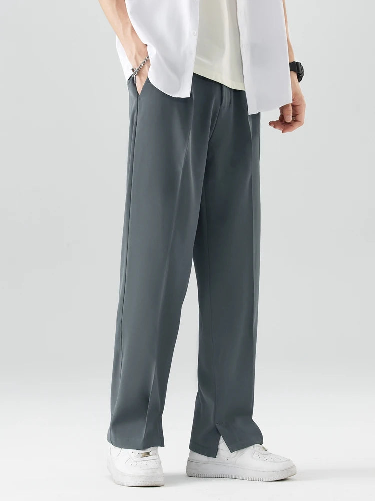 Men's Breathable Polyester Korean Semi-Wide Casual Trousers