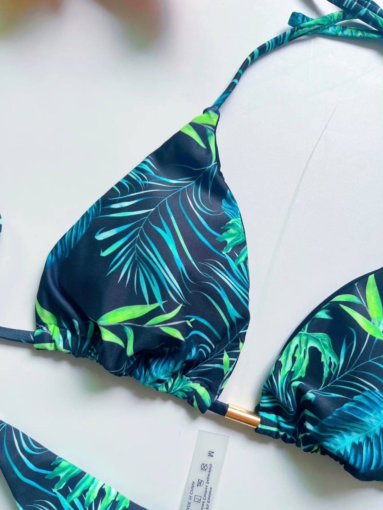 Floral Print Triangle Halter Bikini Set - Women's Two-Piece Swimsuit