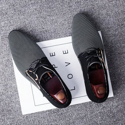 Men's Plaid Lace-Up Shoes - Concise Style