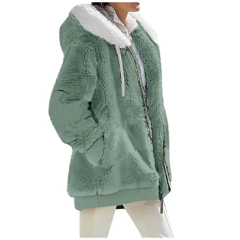 Womens  Fleece Lined Hooded Jacket - Various Colors