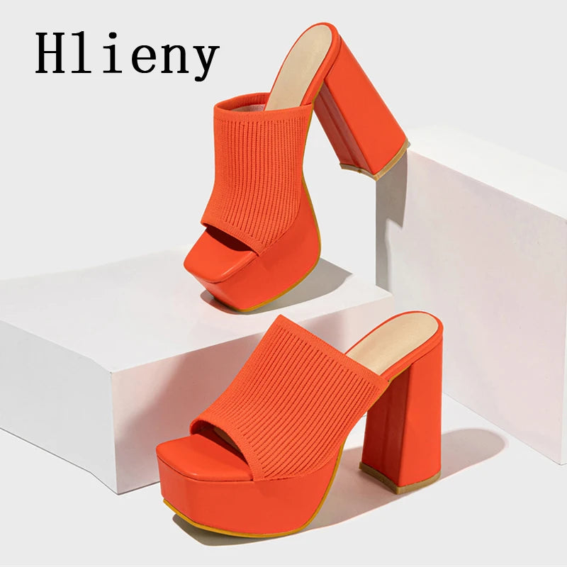 Open Toe High Heel Sandals for Women - Breathable Knitted Design