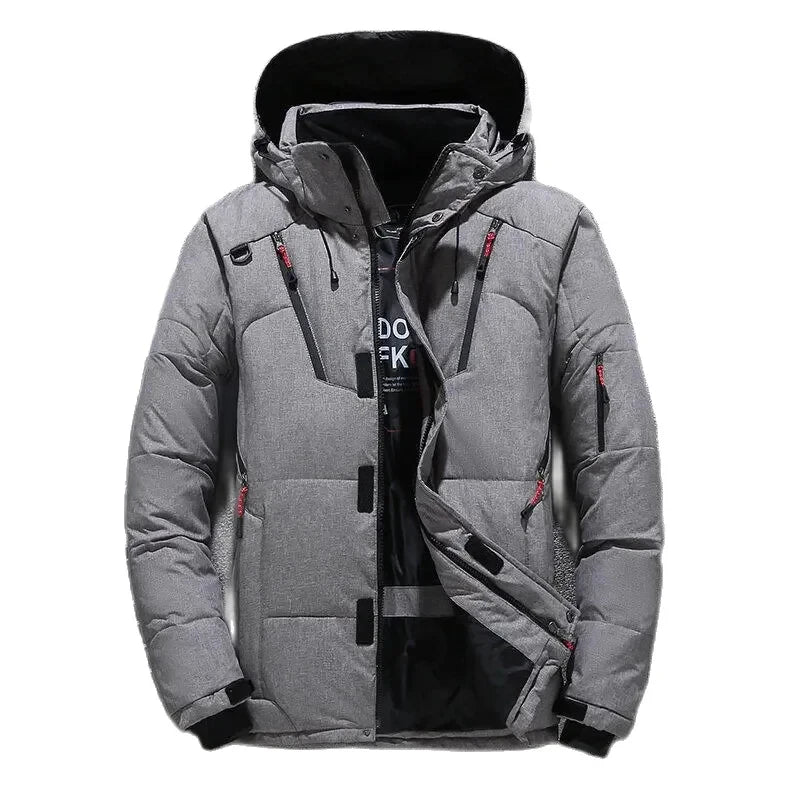 Men's Thick Hooded Long Sleeve Warm Coat with Zipper