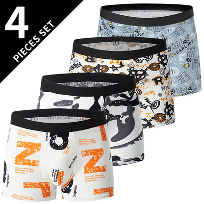 4-Pack Men's Breathable Printed Boxer Briefs - Various Designs