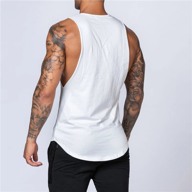 Men's Cotton Sleeveless Gym Tank Top - Various Colors