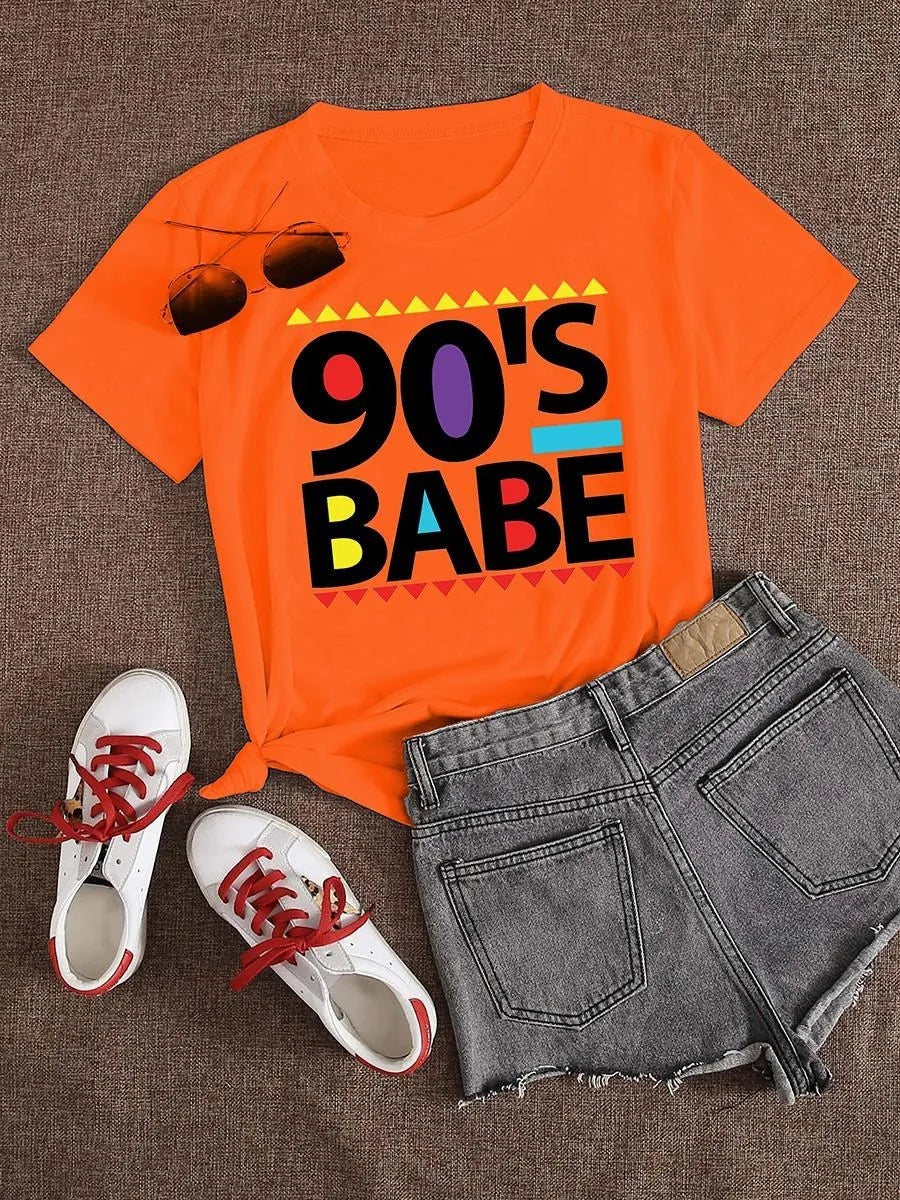 Plus Size 90's Babe Print T-shirt - Various Colors