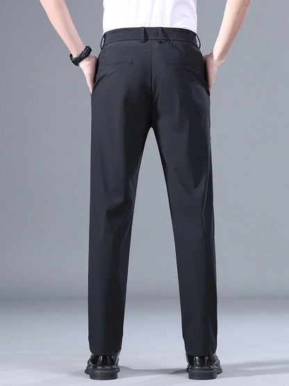 Men's Korean Classic Stretch Trousers with Elastic Waist - Slim Fit