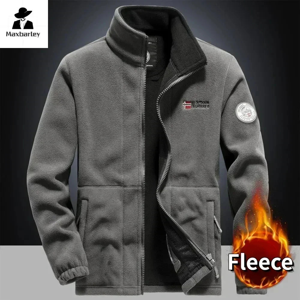 Men's Thickened Fleece Jacket with High Collar - Various Colors