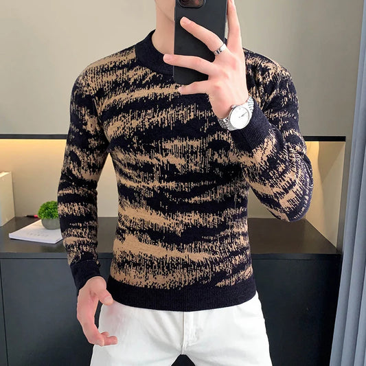 Men's Long Sleeve Velvet Knit Sweater