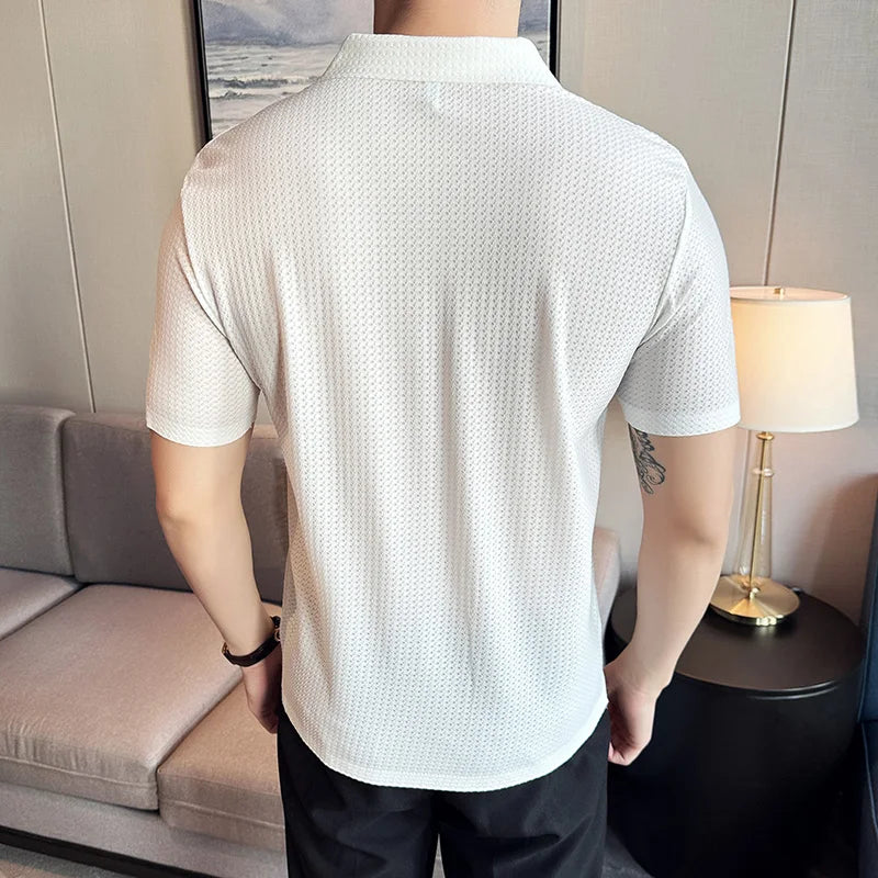 Slim Fit Short Sleeve T-Shirt for Men - Lightweight Elastic Design