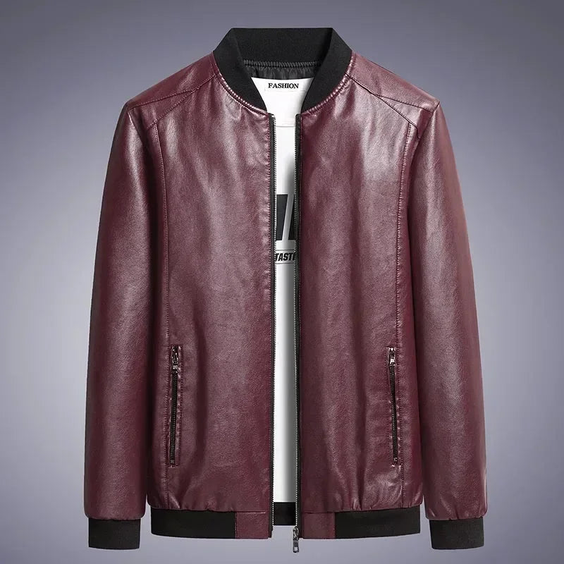 Men's Korean Style Faux Leather Jacket- Various Colors