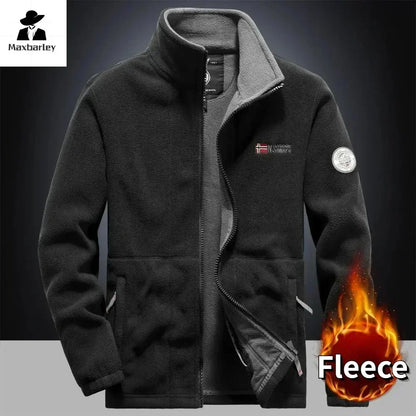 Men's Thickened Fleece Jacket with High Collar - Various Colors