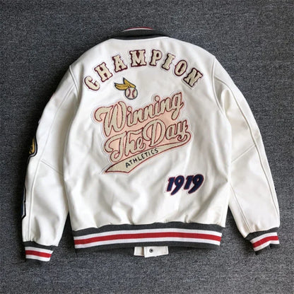 Men's Retro Faux Leather Baseball Jacket - Various Designs