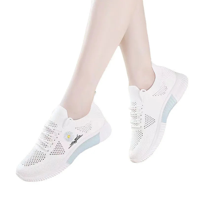 Women's Breathable Mesh Sneakers - Casual Walking Flats for Gym - Various Colors