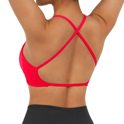 Women’s Padded Push-Up Sports Bra with Crossed Backless Design - Various Colors