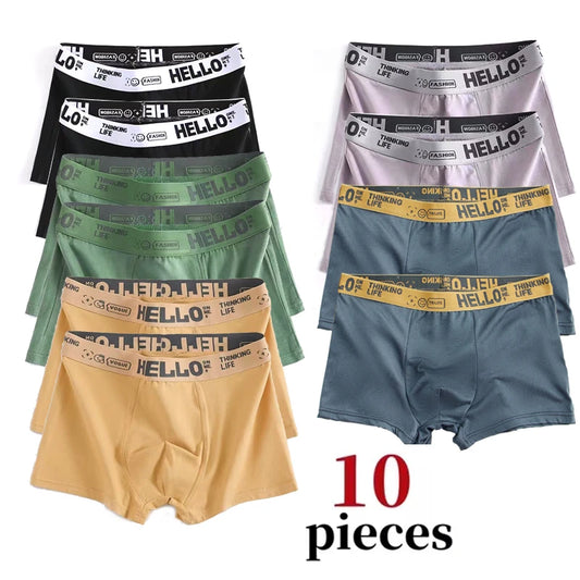 10-Pack Men's High Stretch Boxer Shorts - Breathable and Soft Underwear