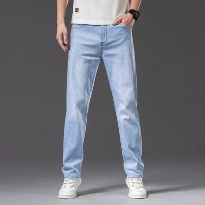 Men's Relaxed Fit Stretch Jeans - Loose Straight Leg Denim