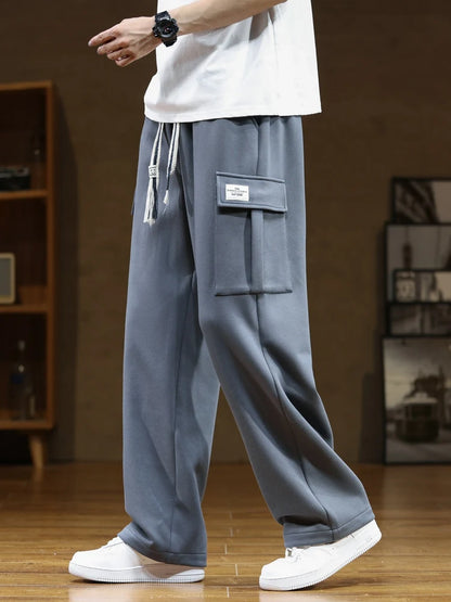 Men's Loose Fit Drawstring Waist Sweatpants with Multiple Pockets