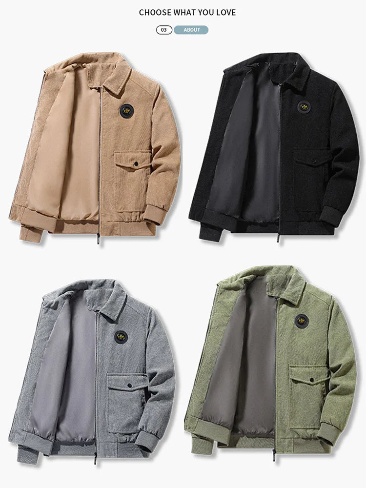 Men's  Corduroy Cotton-Padded Jacket - Various Colors