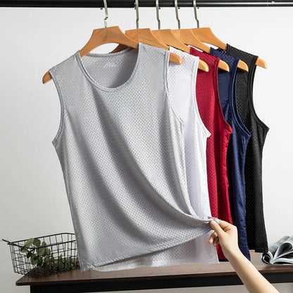 Men's Ice Silk Transparent Mesh Tank Top -  Various Colors