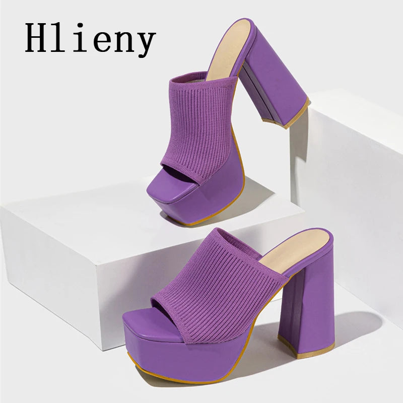 Open Toe High Heel Sandals for Women - Breathable Knitted Design