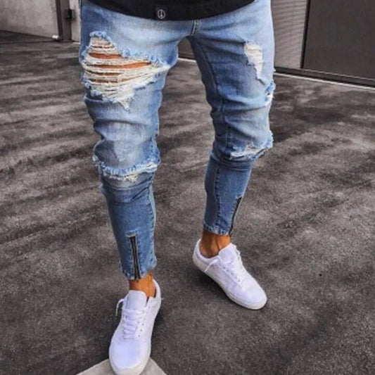 Men's Ripped And Distressed Stretch Skinny Jeans 