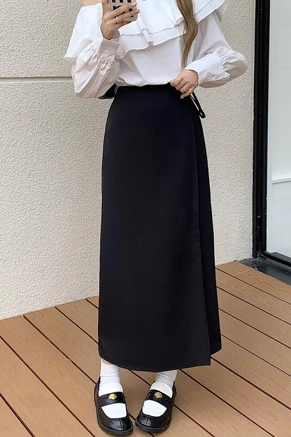 Asymmetrical Ankle-Length High-Waist Pencil Skirt for Women