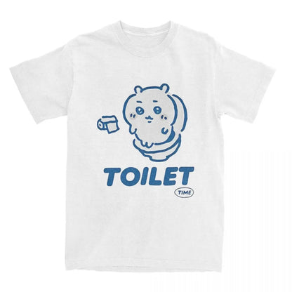 Chiikawa Toilet Time T-Shirt - Oversized Aesthetic Unisex Tee - 100% Cotton