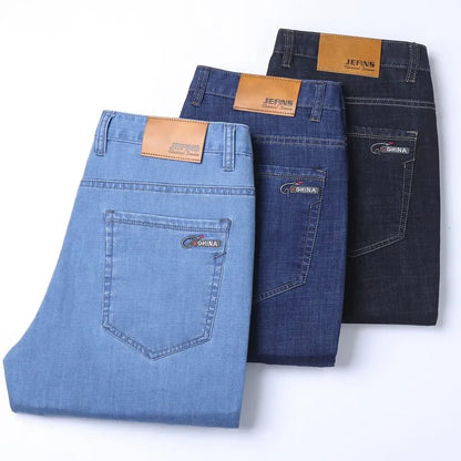 Slim Fit Stretch Denim Jeans for Men - Straight Leg Pants