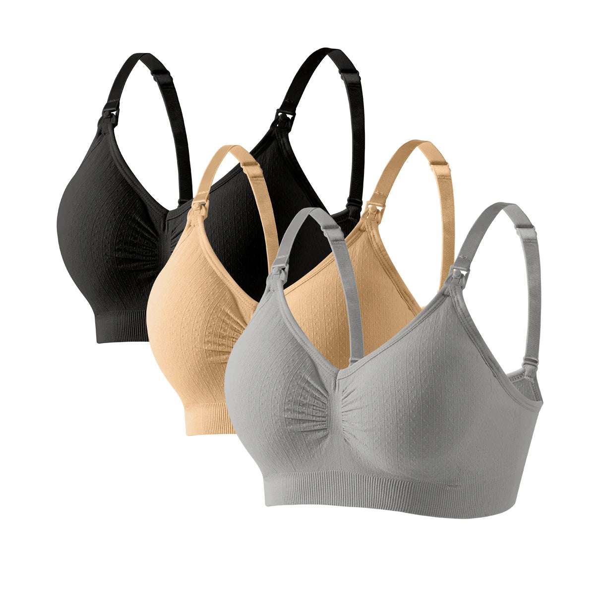 3-Pack Wireless Breathable Front Open Nursing Bra