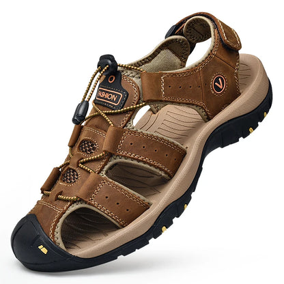 Men's Faux Leather Casual Outdoor Sandals - Stylish Leather Footwear