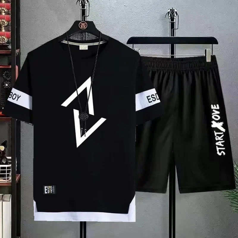 Men's Stylish Two-Piece T-Shirt and Shorts Set