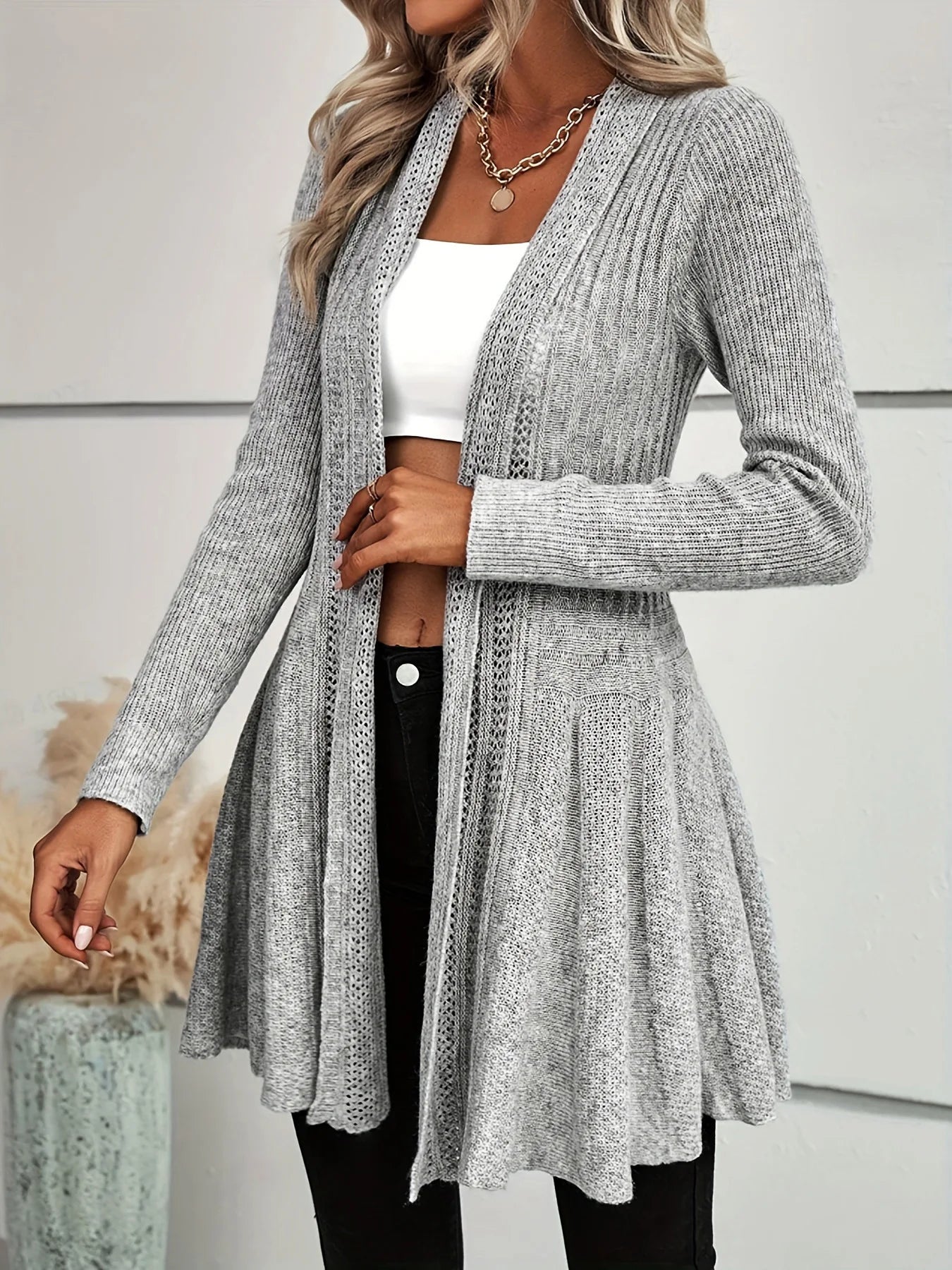 Women's Lightweight long-sleeved Cardigan - In Grey