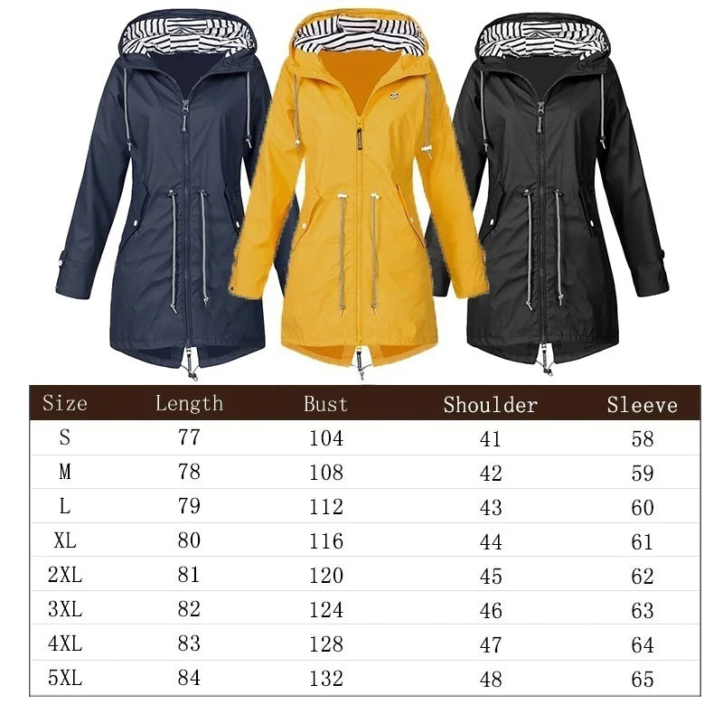 Women's Lightweight Waterproof Raincoat with Drawstring Fastening