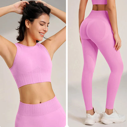 Women's 2-Piece Yoga Set: Bra and High-Waisted Leggings - Various Colors