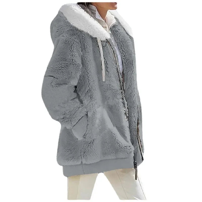 Womens  Fleece Lined Hooded Jacket - Various Colors