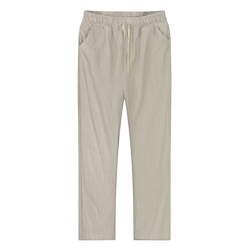 Men's Breathable Cotton Linen Trousers - Various Colors