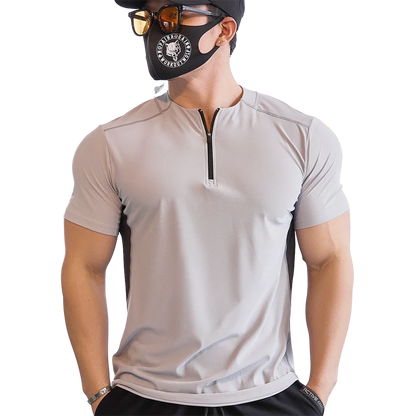 Men's Slim Fit Fitness T-Shirt with Stand Collar Design  - Various Colors