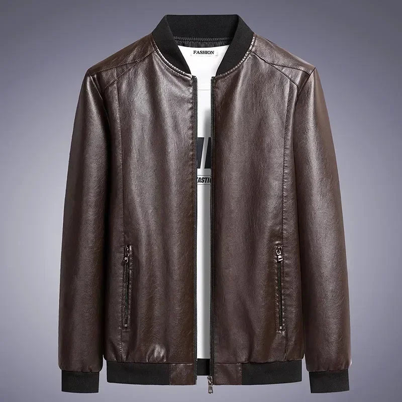 Men's Korean Style Faux Leather Jacket- Various Colors