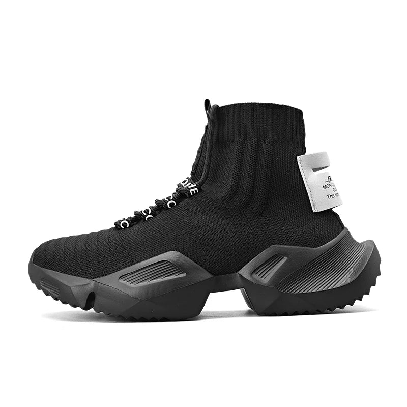 Men's High-Top Lightweight Mesh Sneakers with Lace-Up Design