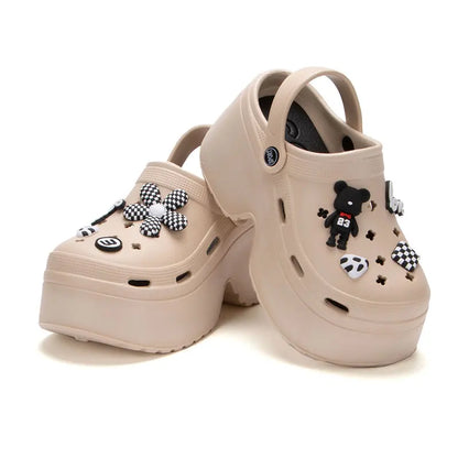 Women’s Platform Clogs Sandals - Thick Sole Wedge Slippers with Closed Toe and Non-Slip Design