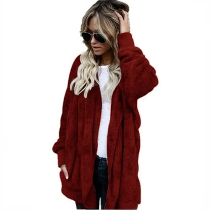 Women's Oversized Hooded Fleece Cardigan