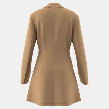 Women's Long Sleeve Lapel Coat with Single Breasted Design