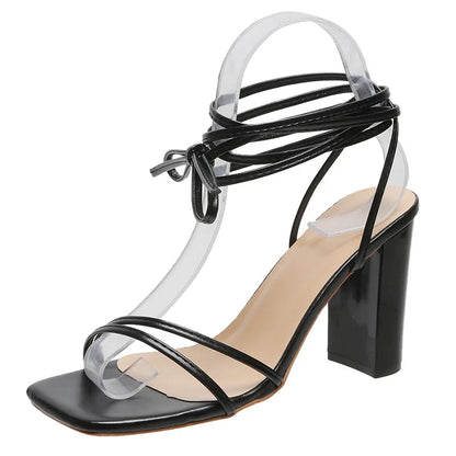 Women's High-Heel Sandals with Cross-Strap Design- Various Colors