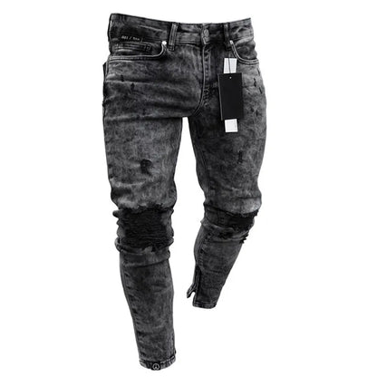 Men's Ripped Skinny Denim Jeans - Casual Style