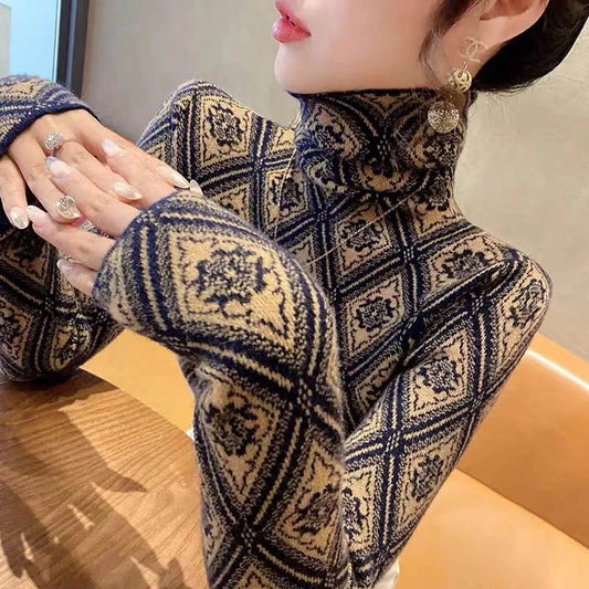 Women's Knitted Turtleneck Stretchy Sweater